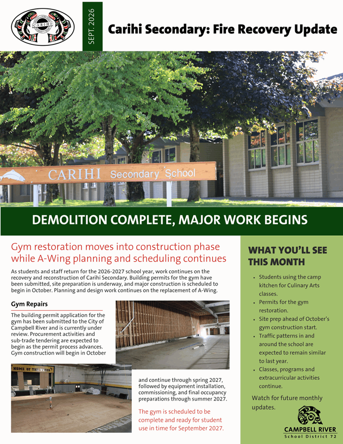 2026-09 Carihi Fire Recovery Update