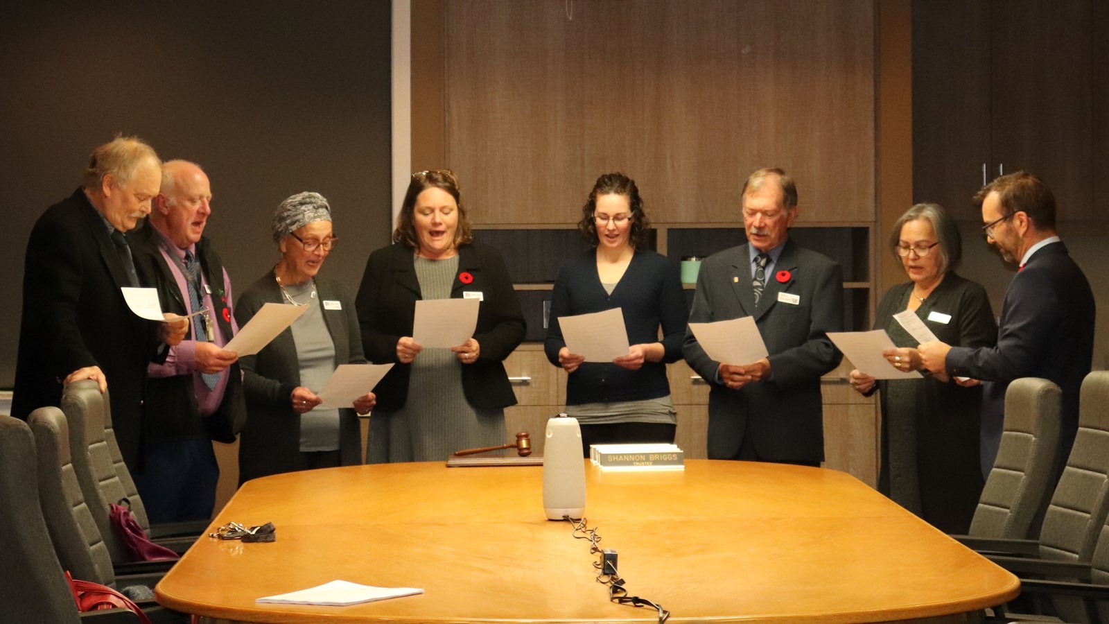 Members of the Board of Education taking their oath of office.