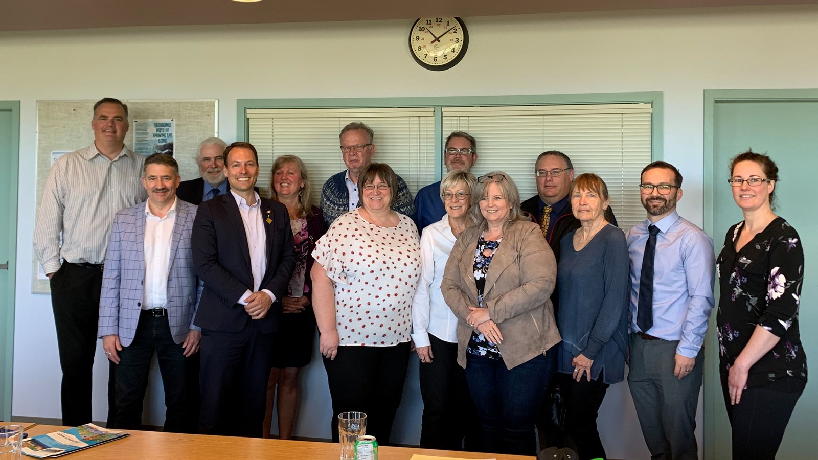 Group photo of members of the BC NDP Government Caucus for the Mid-North Island and Sunshine Coast with SD72 trustees and representatives.