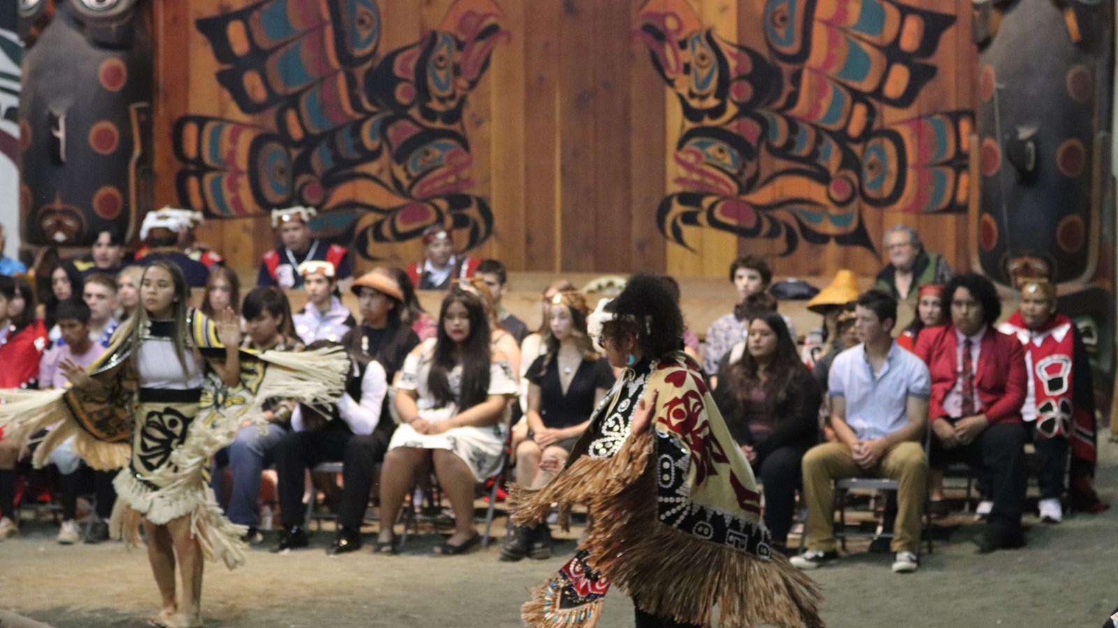 Members of the Liǧʷiɫdax̌w Culture Group performing the Ladies Dance.