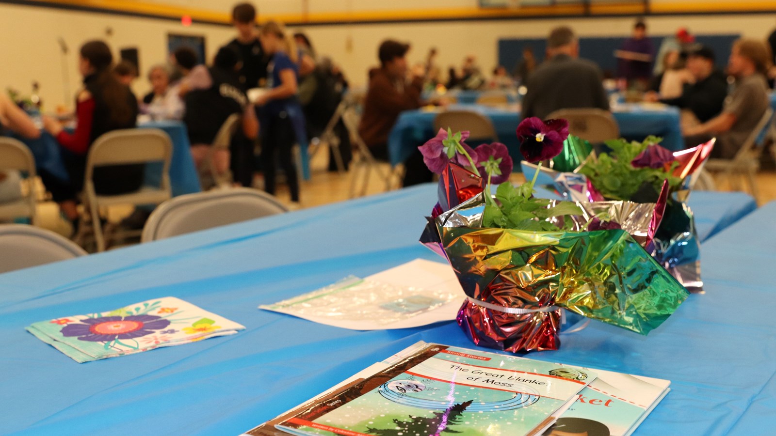 A sample of the books and activities that were placed on each table.