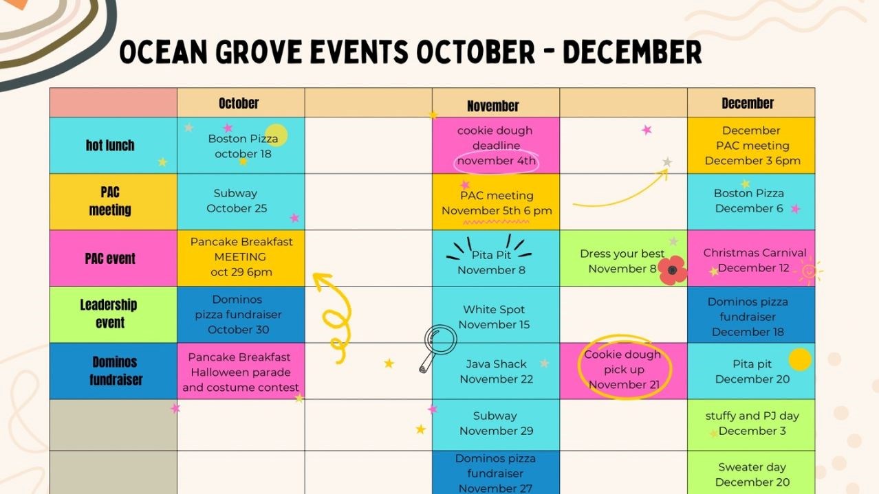 Ocean Grove Events Oct to Dec 2024
